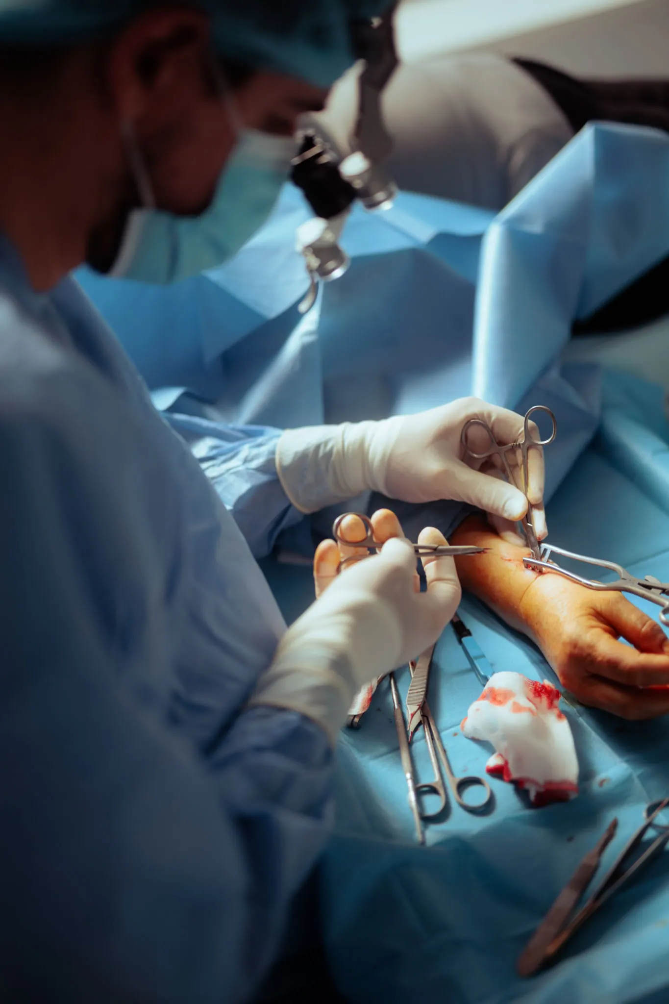 Microsurgery and reconstructive skin grafting — medical illustration context.
